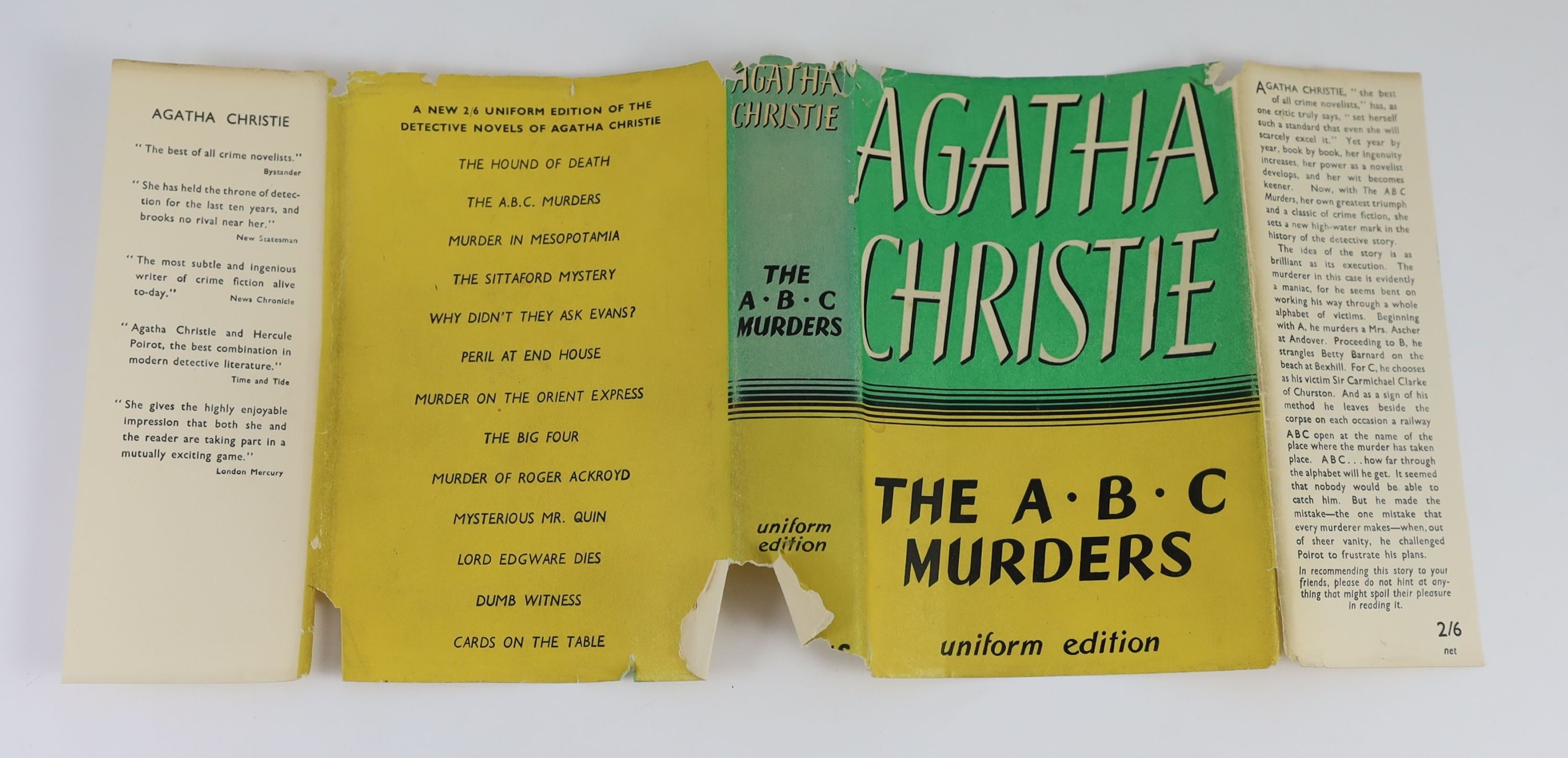 Christie, Agatha - 12 works - Partners in Crime, with torn d/j, with loss to spine and lower rear panel, nd, [1929], Death on the Nile, 2nd impression, in unclipped d/j, with loss to lower spine, 1938; Cards on the Table